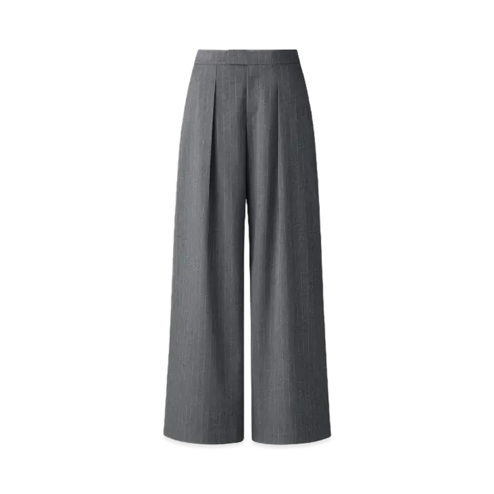 Uniqlo C Women'S Tuck Wide Pants / Striped "Gray"