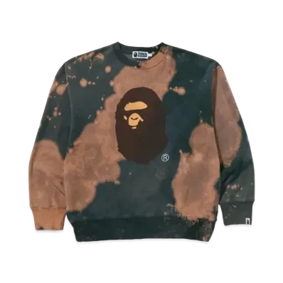 A BATHING APE Tie Dye Ape Head Relaxed Fit Crewneck Sweatshirt "Beige"