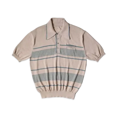 KAPITAL 14G Cotton Knit Stripe Carol Polo "Beige"