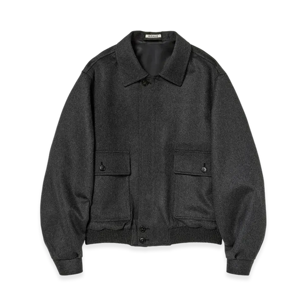 AURALEE Cashmere Moleskin Zip Blouson "Top Charcoal"