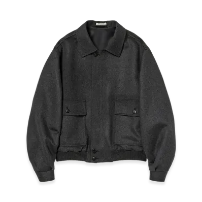 AURALEE Cashmere Moleskin Zip Blouson "Top Charcoal"