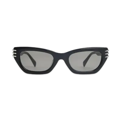 CHARLES & KEITH Recycled Acetate Metallic Accent Angular Cat Eye Sunglasses "Noir"