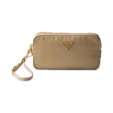 PRADA Re-Edition 1978 Re-Nylon x Saffiano Leather Pouch "Beige"
