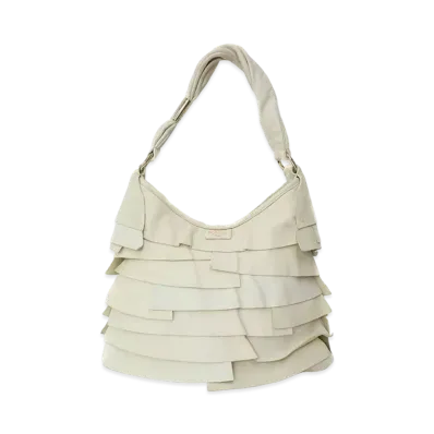 Saint Laurent Saint-Tropez Leather Semi Shoulder Bag "White"