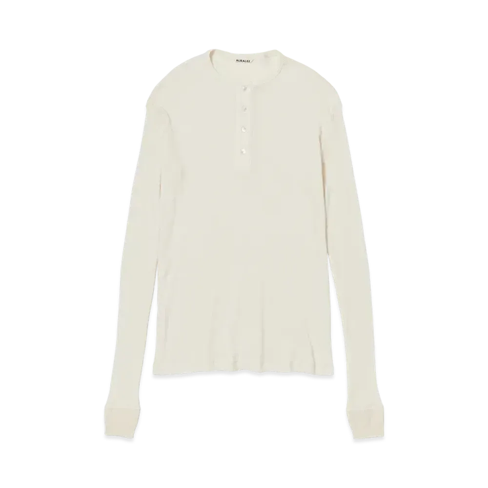 AURALEE Organic Soft Rib Henly Neck P/O "Ivory"