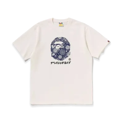 A BATHING APE Japanese Indigo Art Camo By Bathing Ape Tee "Ivory"
