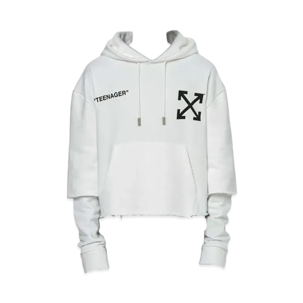 OFF-WHITE Distressed Flamed Bart Hoodie "White"