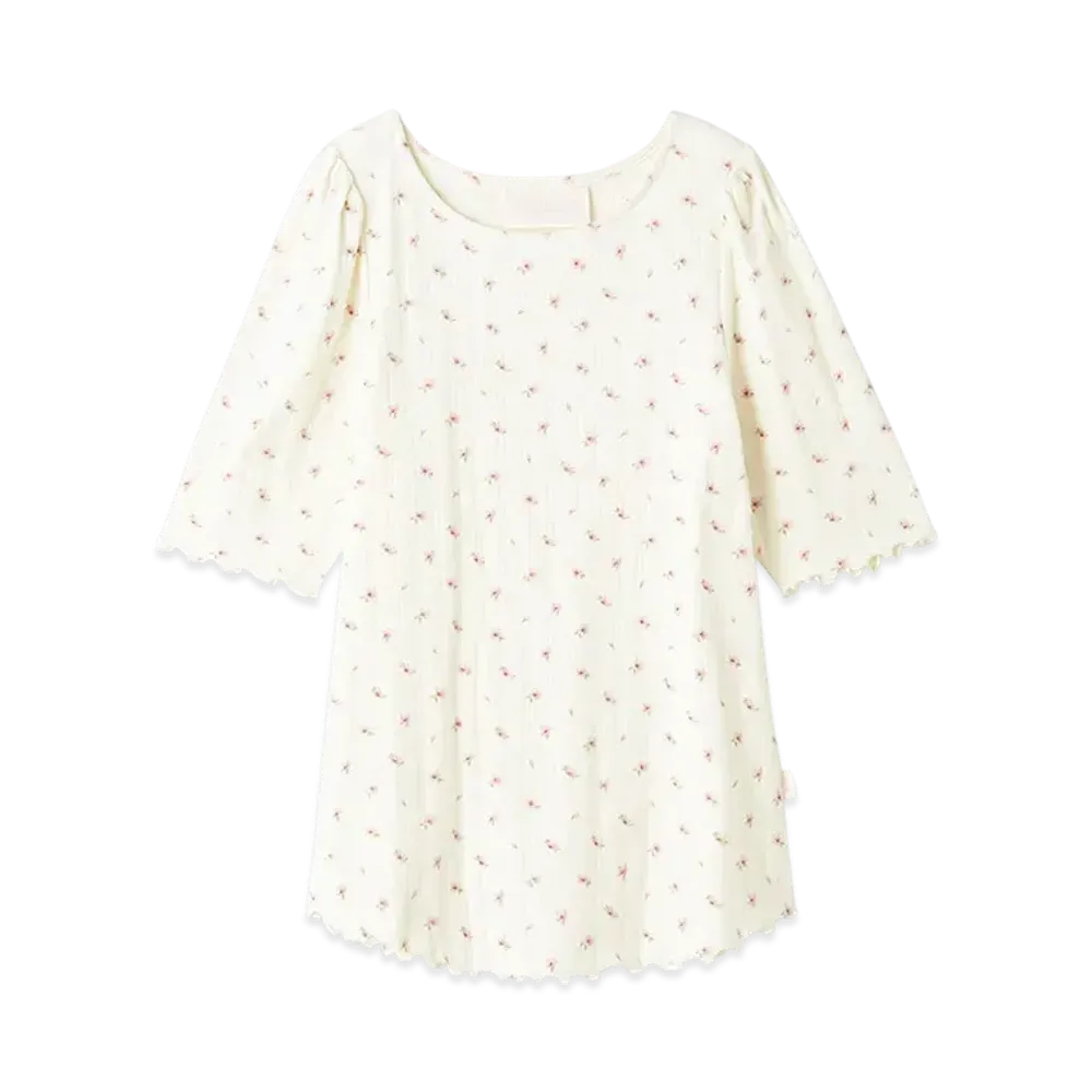 GELATO PIQUE Sakura Pattern Needleless T-Shirt "Off White"