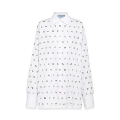 PRADA Women's Printed Poplin Shirt "White"