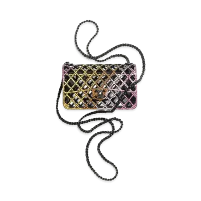 CHANEL Mini Evening Bag Strass & Black Metal "Black/Multicolor"