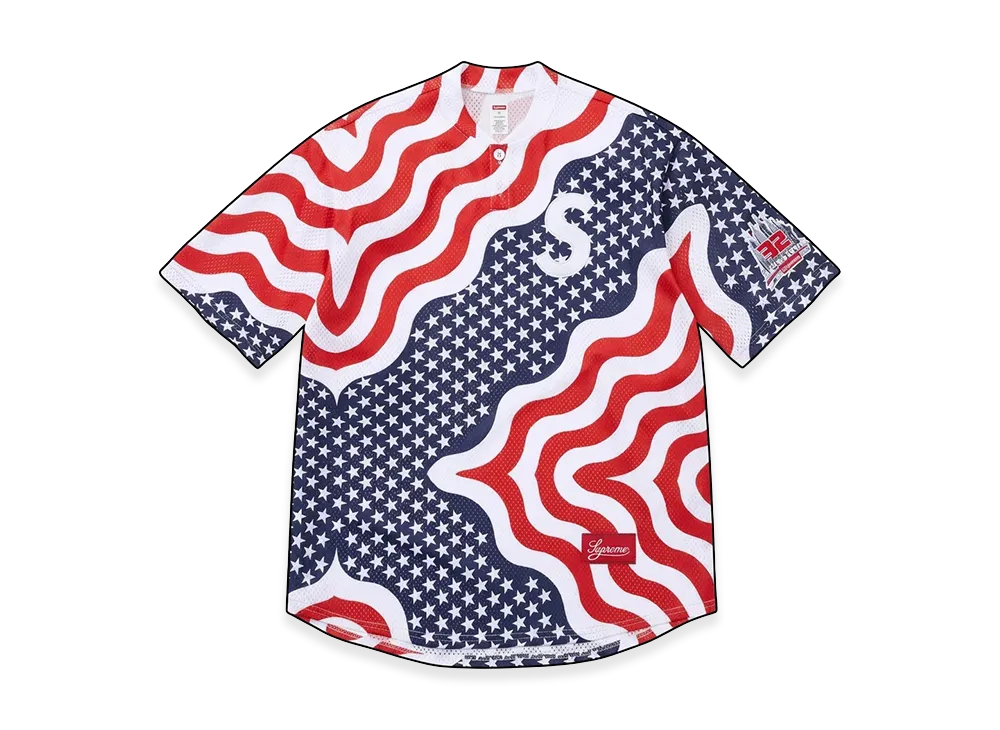 Supreme Shop S Logo Baseball Henley "Flag - New York"