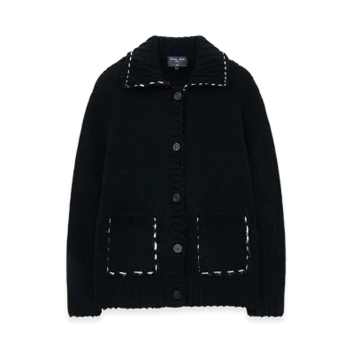 Matin Kim Women's Handmade Collar Knit Cardigan "Black"