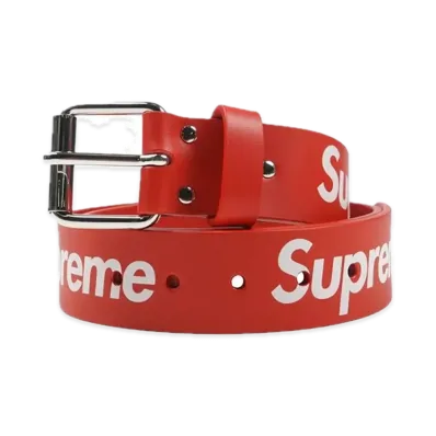 Supreme Repeat Leather Belt "Red" (23SS)