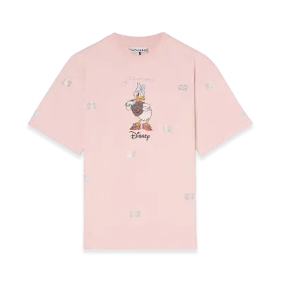 GANNI x Disney Daisy Duck Pink Printed T-Shirt "Chalk Pink"