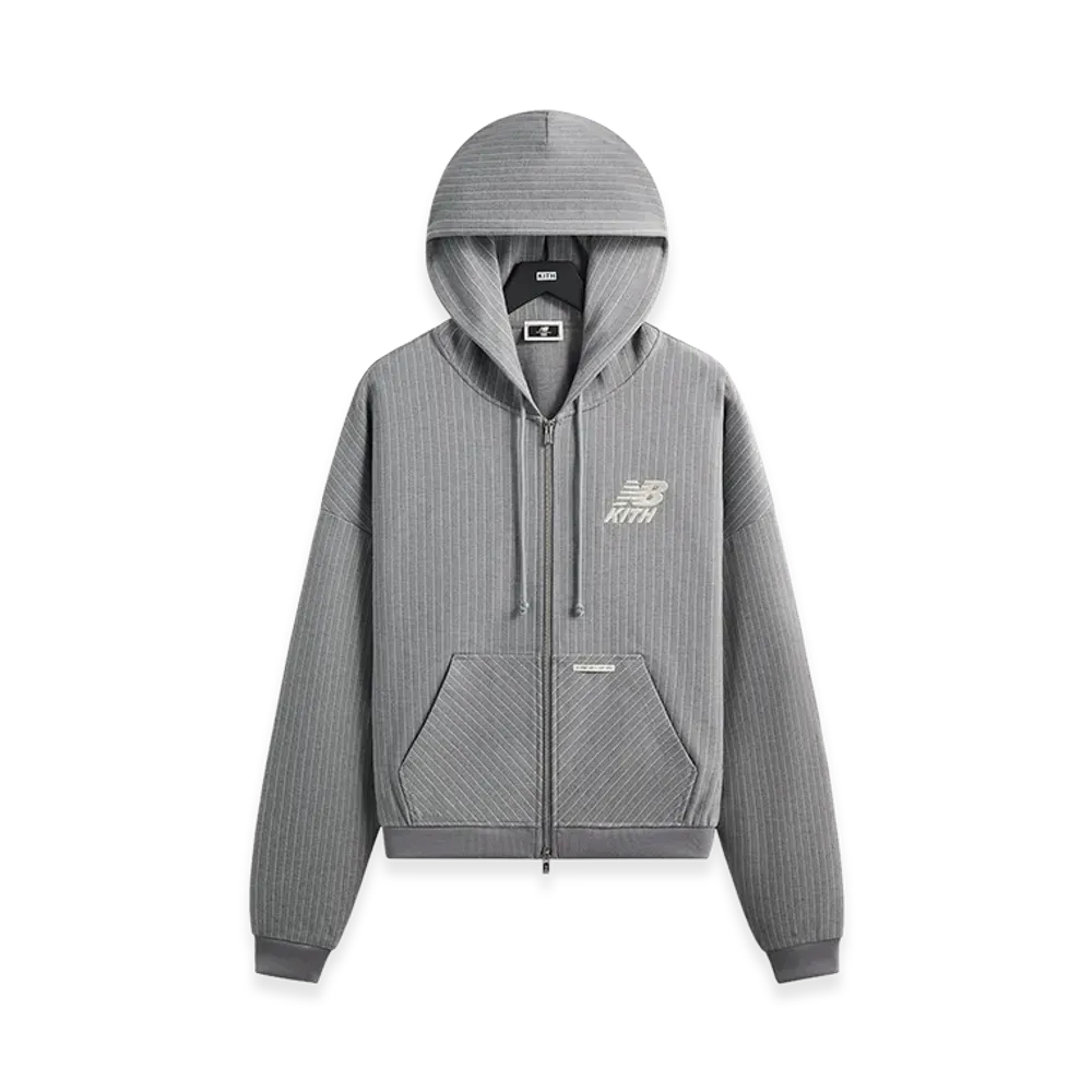 Kith x New Balance Pinstripe Braxton Zip Hoodie "Smoke"