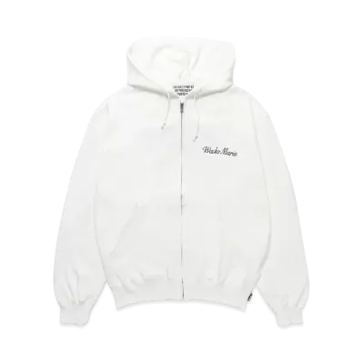 WACKO MARIA Middle Weight Zip Hooded Sweat Shirt "White"