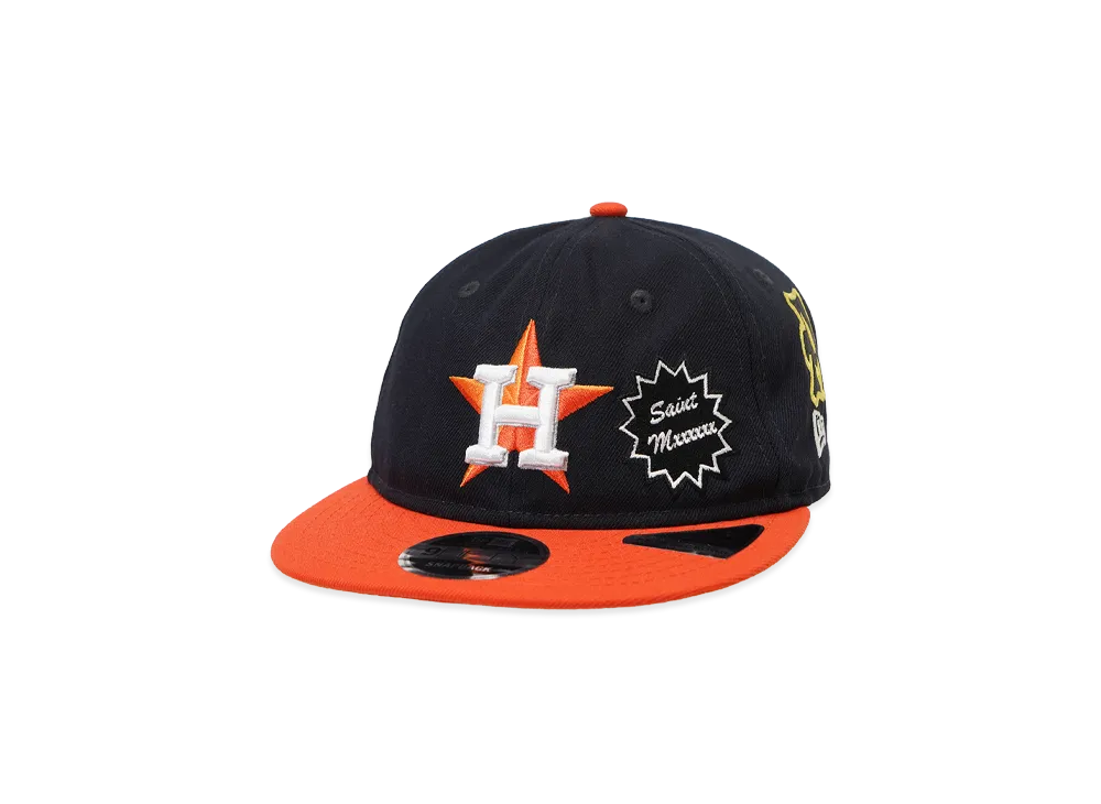 NEW ERA x SAINT Mxxxxxx x MLB Retro Crown 9Fifty Houston Astros "Navy/Orange"