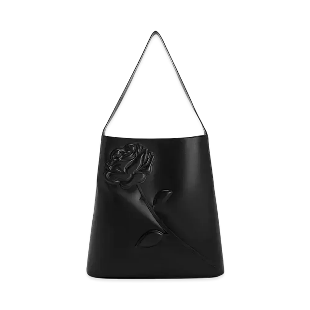 CHARLES & KEITH x BLVCK PARIS Rose Motif Trapeze Shoulder Bag "Noir"