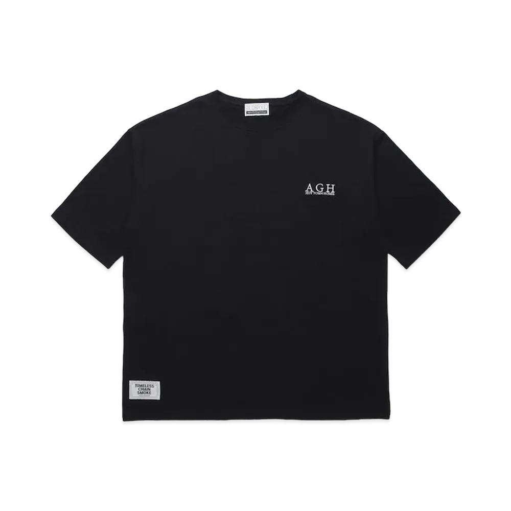 APHRODITEGANG A.G.H. ONEPOINT EMBROIDERY / S/S POCKET TEE "Black"
