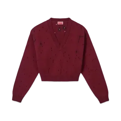 KENZO 'CONSTELLATION' Embroidery Cropped Jumper "Bordeaux"