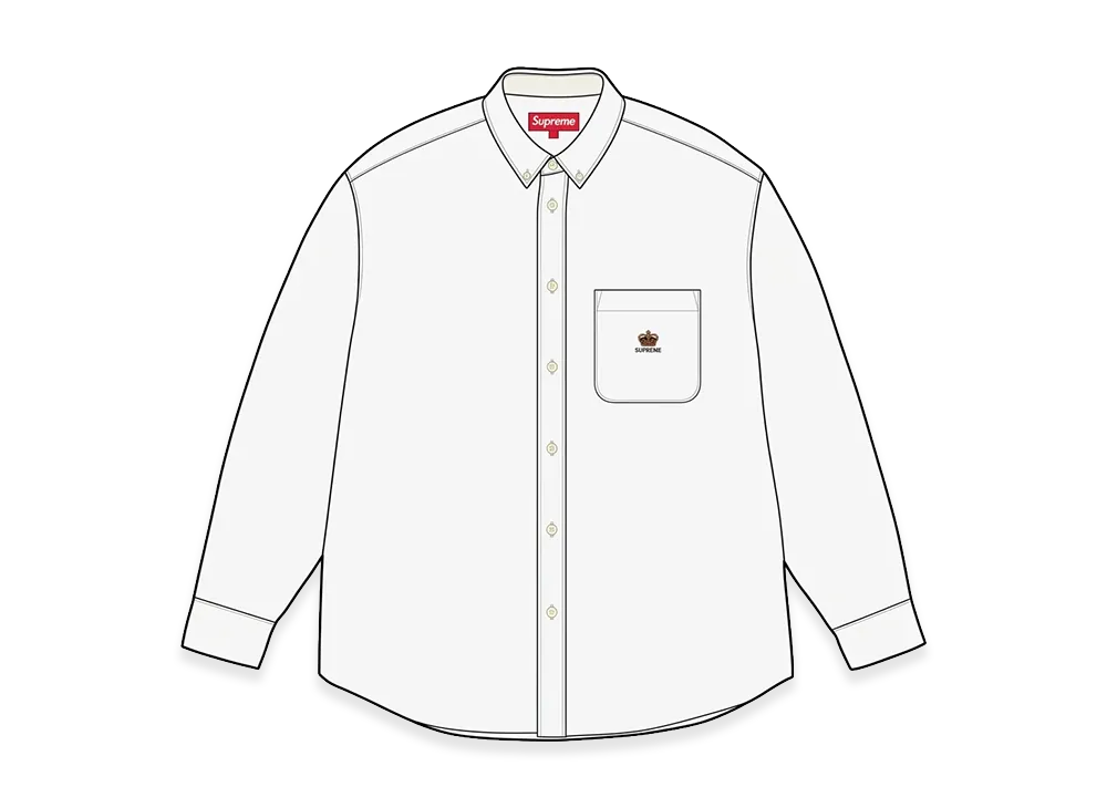 Supreme Loose Fit Flannel Oxford Shirt "White" (26FW)
