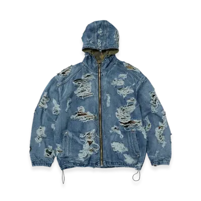 THUG CLUB Hell Denim Camo Hooded Zip-Up "Blue"