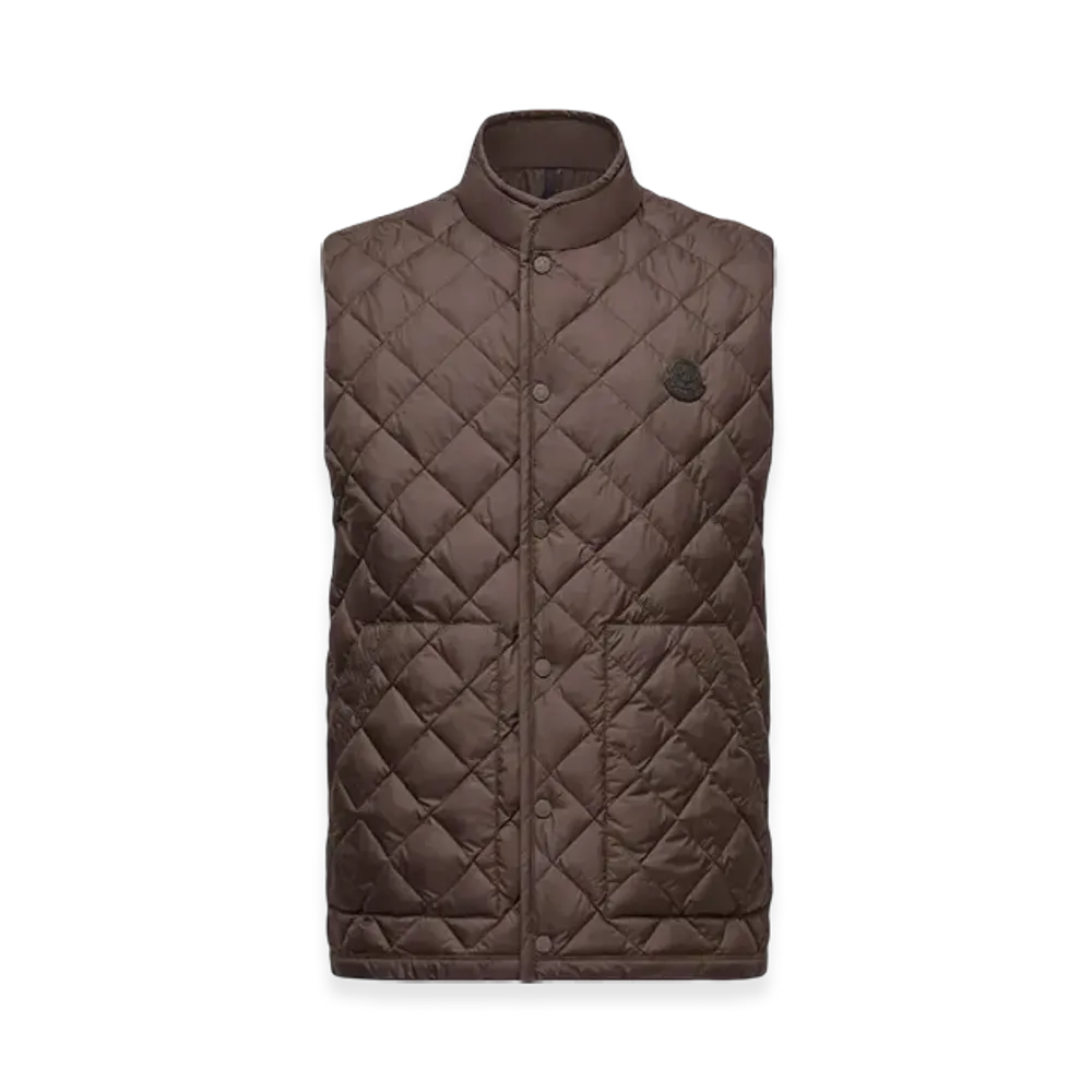 MONCLER Lycope Diamond-Quilted Down Gilet "Brown"