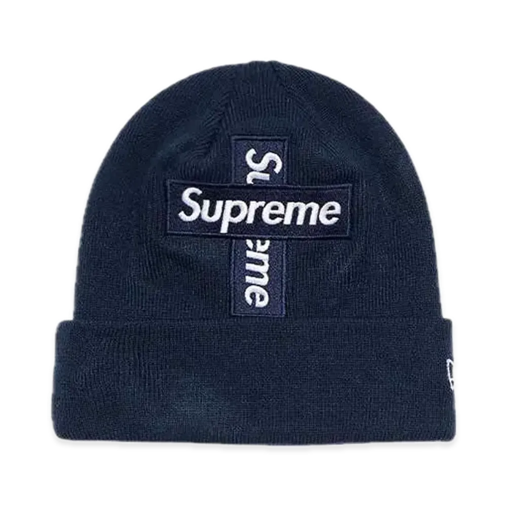 Supreme New Era Cross Box Logo Beanie "Navy"