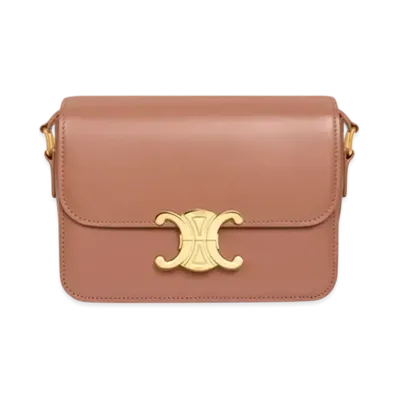 CELINE Teen Triomphe Bag In Shiny Calfskin "Bronze"