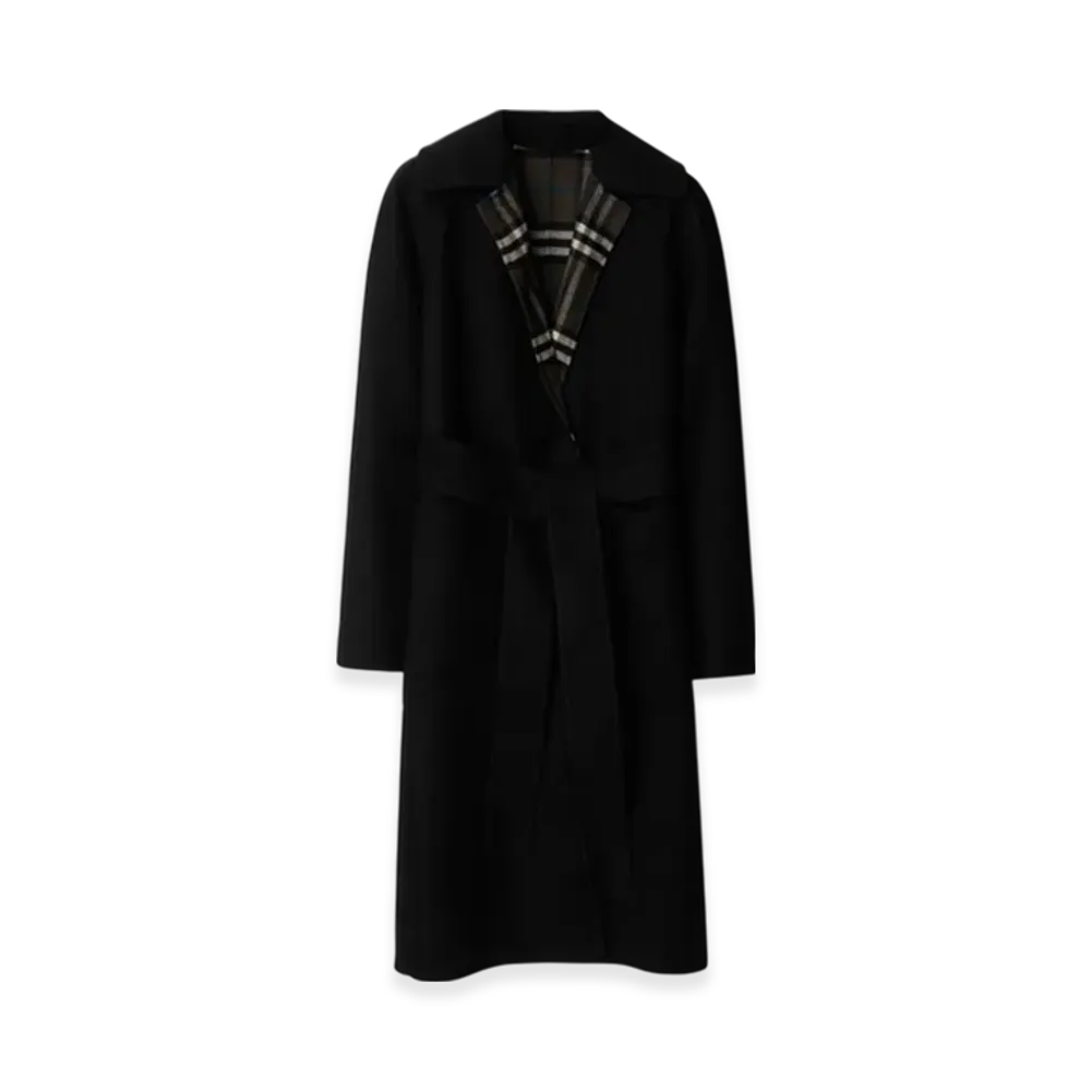 Burberry Reversible Wool Wrap Coat "Black/Snug Brown"