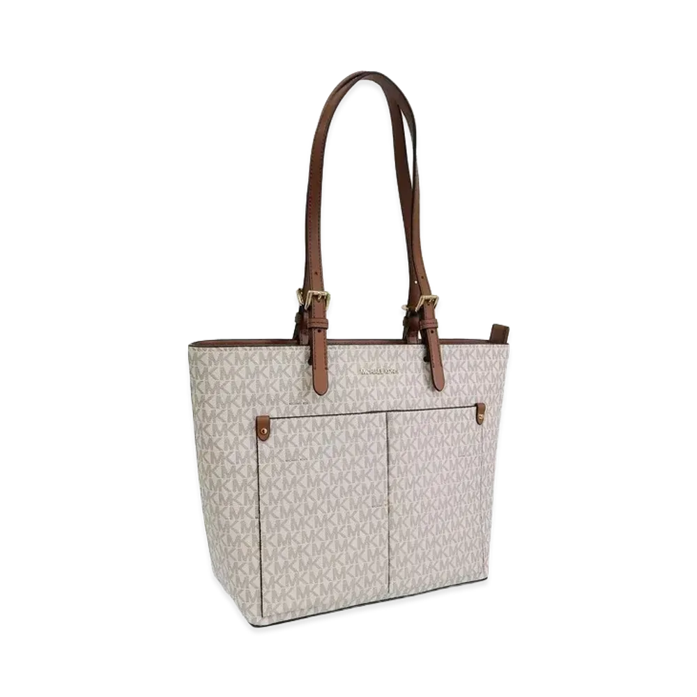 MICHAEL KORS Women's Jet Set Travel MD Dbl Pocket Tote "White"