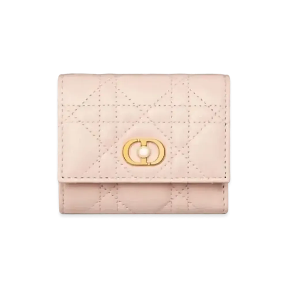 Dior Jolie Hibiscus Wallet Cannage Lambskin "Powder Pink"