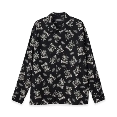 HYSTERIC GLAMOUR Bad Ass Whisky Pattern Flat Collar Shirt "Other Black"