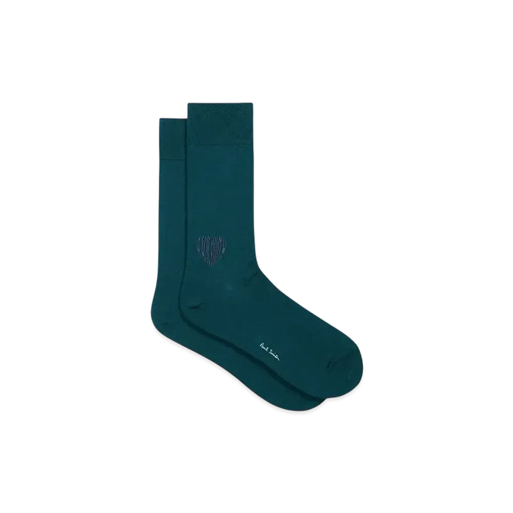 Paul Smith Heart Embroidered Socks "BlueGreen"
