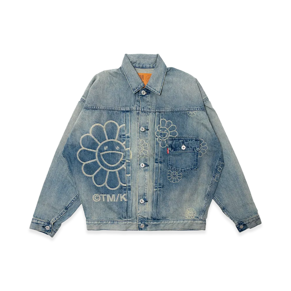 Takashi Murakami Flowers Jacquard Denim Jacket "Light Blue"