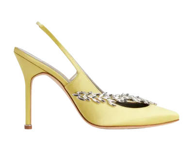 Manolo Blahnik × BALENCIAGA Women's 105mm Slingbacks "Lime"