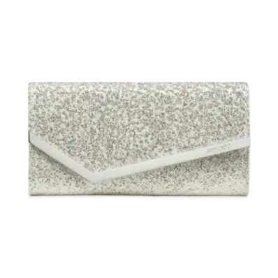 Jimmy Choo Emmie Glitter Tulle Clutch Bag "Ivory"