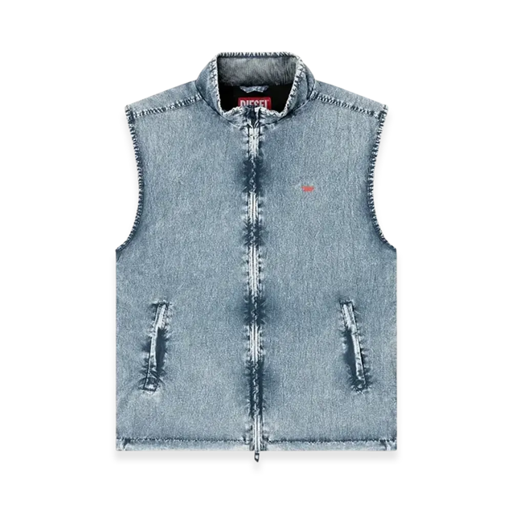Diesel J-Erb Vest In Recycled Nylon Taslan "Medium Blue"