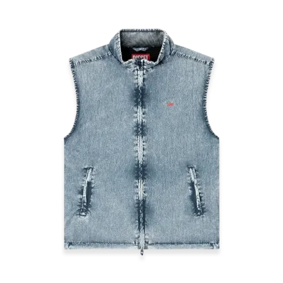 Diesel J-Erb Vest In Recycled Nylon Taslan "Medium Blue"