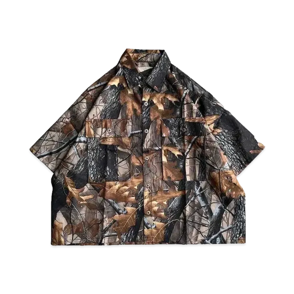 BALLSY.BROTHERS real tree wide box shirt "Brown"