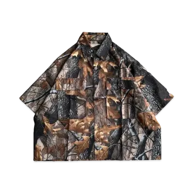 BALLSY.BROTHERS real tree wide box shirt "Brown"