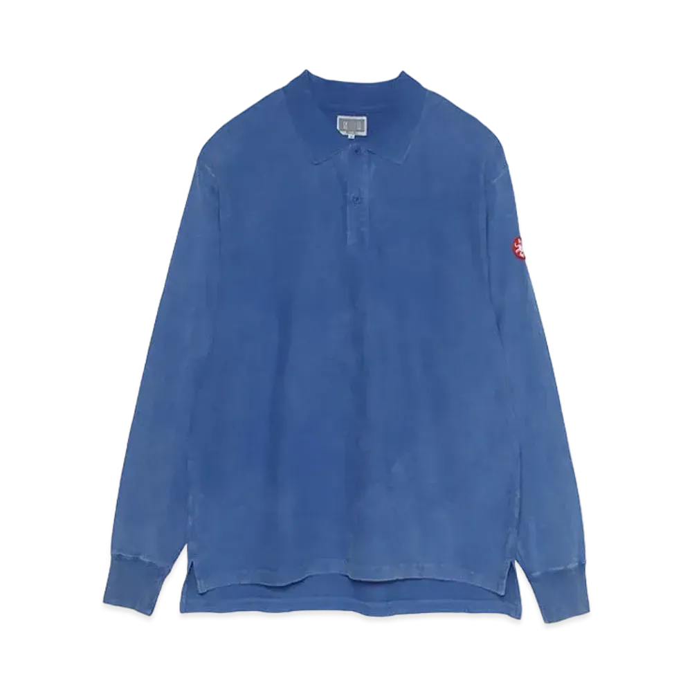 Cav Empt (C.E) BLEACHED RIB LONG SLEEVE POLO SHIRTS "Blue"