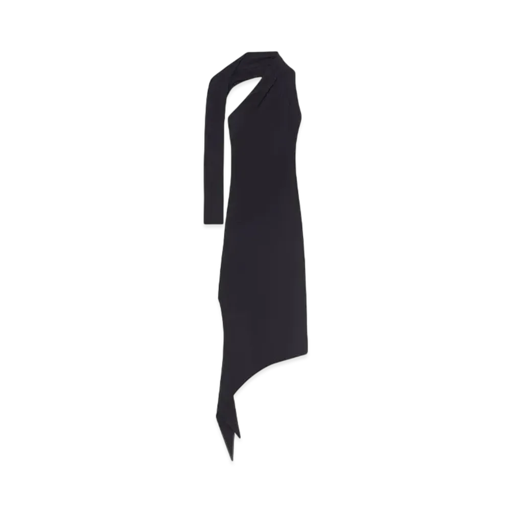 Courreges Long Slash Crepe Dress "Black"