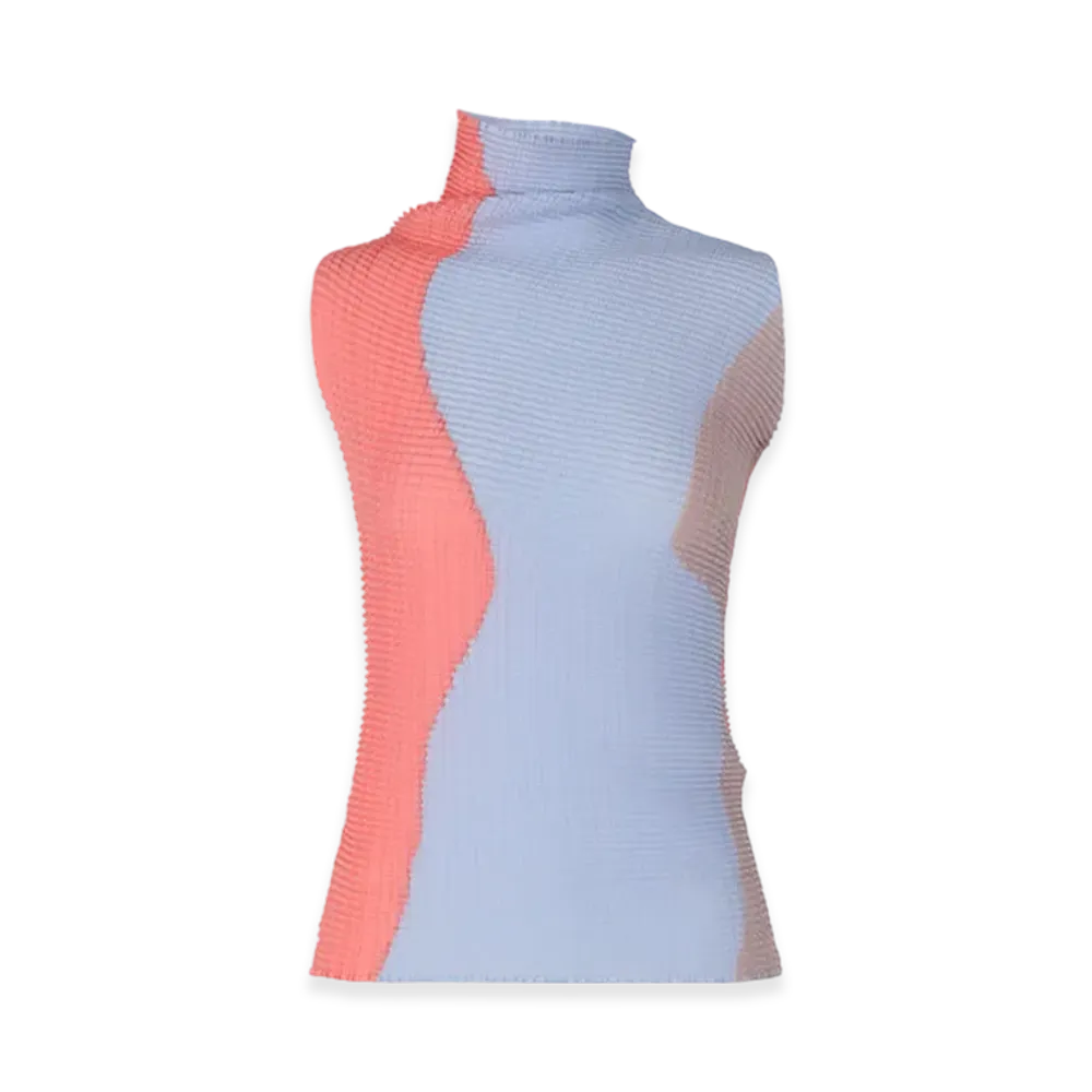ISSEY MIYAKE Abstract Tint Pleats "Coral/LightBlue"