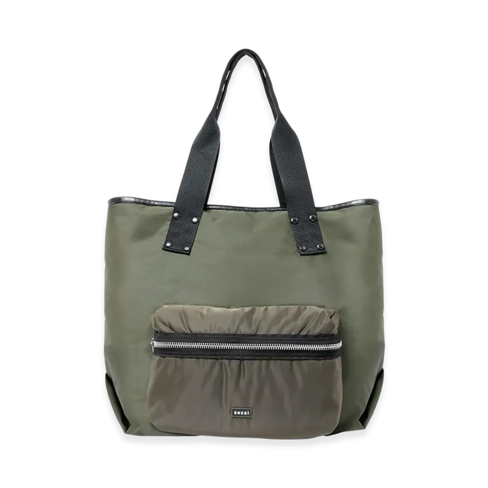 sacai Pocket Tote Bag Large "Dark Khaki"