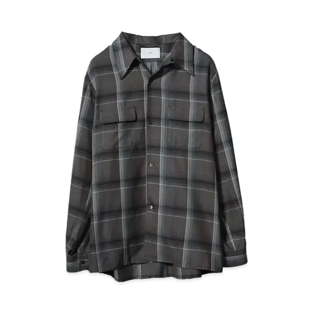 SUGARHILL OMBRE PLAID OPEN COLLAR SHIRTS "DARK PURPLE"