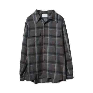 SUGARHILL OMBRE PLAID OPEN COLLAR SHIRTS "DARK PURPLE"