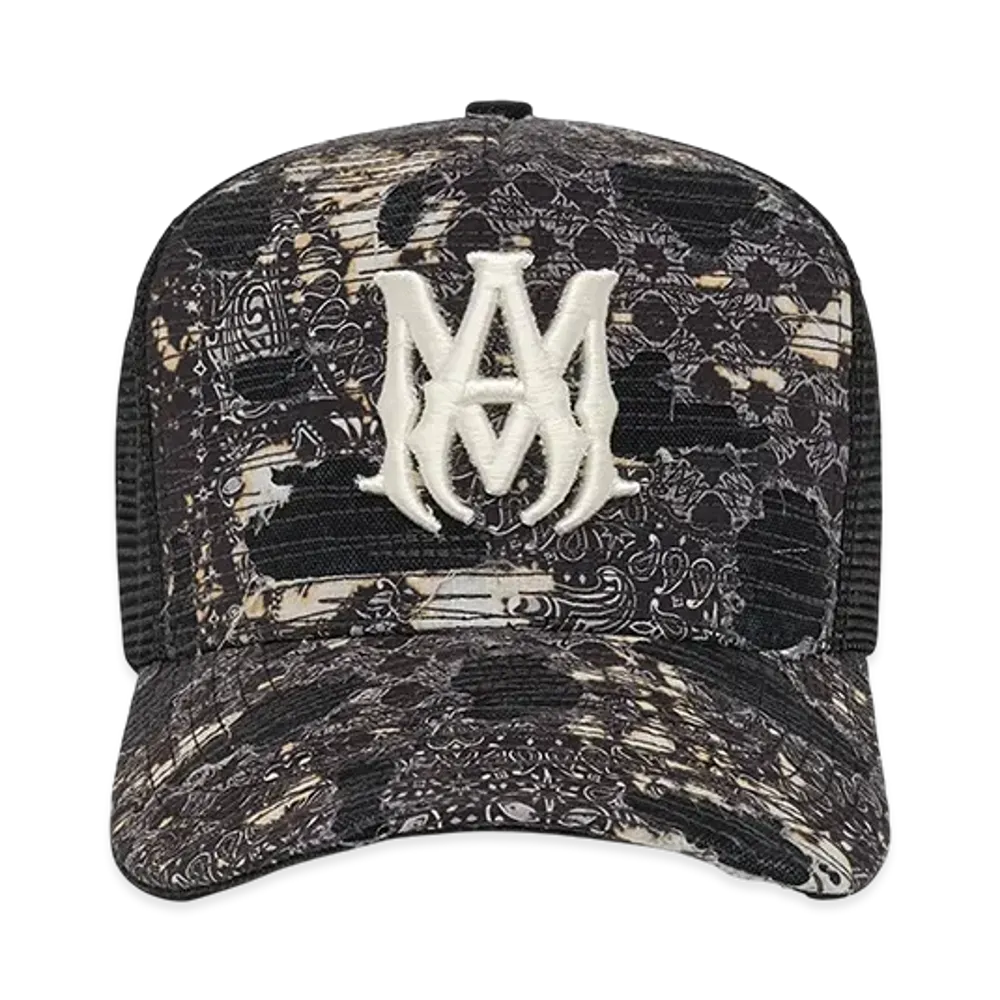 AMIRI Bandana Repair Trucker Hat "Black"