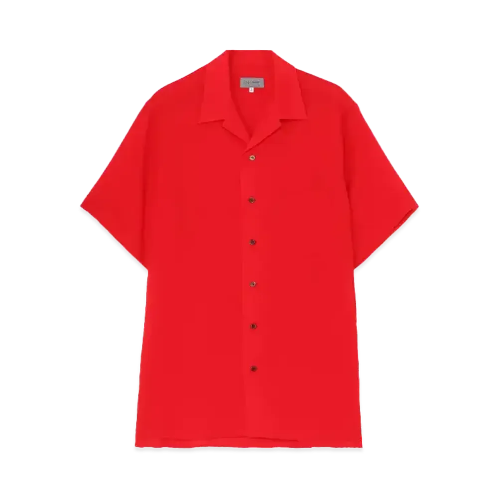 Yohji Yamamoto POUR HOMME Cellulose Lawn Open Collar Half Sleeve Shirt "Red"