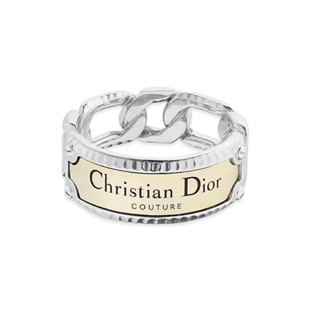 Dior Christian Dior Couture Chain Link Ring Finish Brass "Gold/Silver"